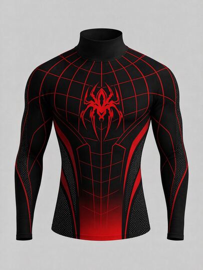 GymBeat Men's Spider Pattern Casual Daily Travel Sports T-Shirt
