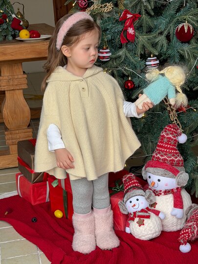 DAZY Infant (Girl) Cute Hooded Knitted Cape Cardigan, Autumn/Winter