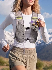 WanderVale Buckle Honeycomb Breathable Mesh Outdoor Vest Jacket - Grey - View 5
