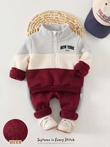 Cozy Pixies Baby Boy Striped Colorblock Long Sleeve Sweatshirt And Jogger Pants Set - Multicolor - View 8