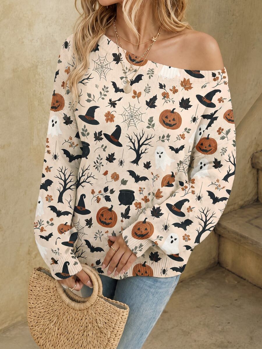 EMERY ROSE Women's Casual Off-Shoulder Sweater Suitable For Autumn/Winter - Multicolor - View 1