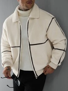 Manfinity CasualCool Men's Long Sleeve Zip-Up Casual Jacket - Beige - View 5