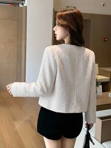 DAZY Women's Solid Color Fashion Versatile Daily Wear Overcoat - White - View 2