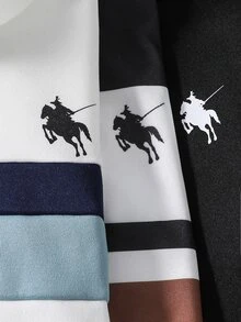 SHEIN 6件組買3送3兒童青少年男孩休閒百搭條紋拼接連帽衛衣與慢跑褲套裝，抓絨內裡加厚，適合秋冬、學校、家庭聚會、開學季、運動，秋季穿搭，冬季穿搭 - 彩色 - 查看 5