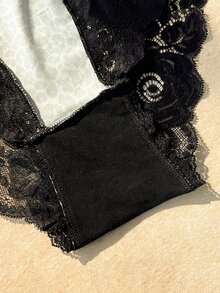 Bare Chapter Plus Size Women Lace Patchwork Sexy Daily Triangle Panties - Multicolor - View 3