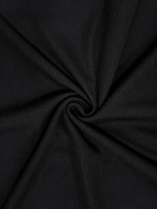 Linhara CURVE Plus Size Women's Black Knit Long Sleeve Top, Lace Trim Deep VNeck Slim Fit Stretchy Casual Basic Tee For Spring Fall Winter Daily Wear - Black - View 6