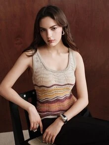 Anewsta Women's Colorblock Striped Knit Tank Top, Premium Versatile Slim Fit Base Layer - Multicolor - View 6