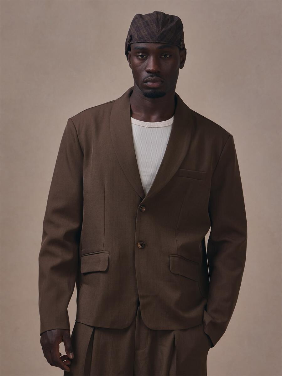 Musero Oversized Blazer With Slim Lapel Welt Pocket Co Ord Blazer Only Autum Winter Essentials - Brown - View 1