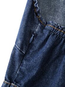 SHEIN Essnce 女款休閒日常穿著夏季細肩帶牛仔洋裝 - 深色水洗藍 - 查看 3