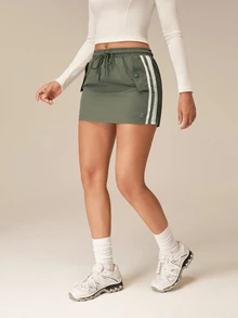 OutZeal Women Outdoor Skirt Workout Gym Water-Resistant Lightweight Drawstring Waist Summer Outdoor Bottom - Army Green - View 4