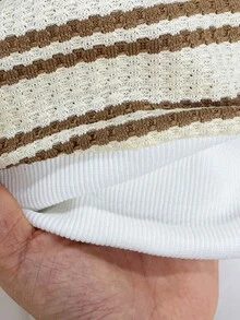Miaspire Middle-Aged Women Striped Crew Neck Long Sleeve Top And Pants Casual Set - Apricot - View 6