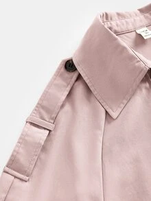 SHEIN Girlism 少女秋季寬鬆休閒極簡舒適收腰優雅短版時尚冬季外套，適合日常優雅通勤穿搭 - 粉色 - 查看 6