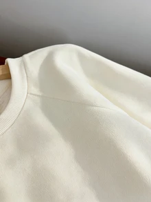 INAWLY Women's Raglan Long Sleeve Minimalist Casual Double-Sided Fleece Sweatshirt - White - View 5