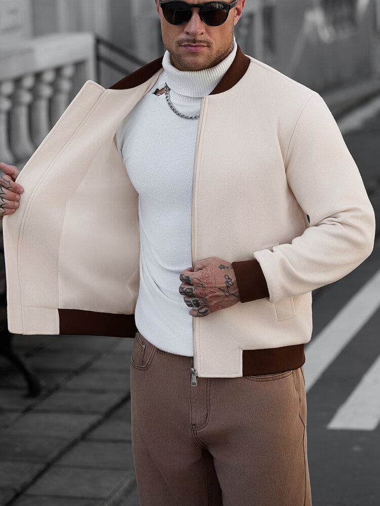 Manfinity CasualCool Men's Solid Color Casual Overcoat With Pocket Design, Suitable For Daily Commute Wear, Also An Ideal Gift For Boyfriend And Husband - Apricot - View 7