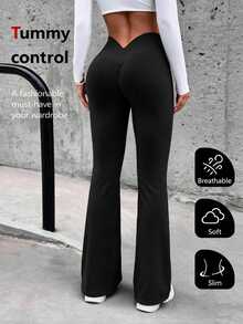 Easithlete Easithlete Women's Solid Color Casual Versatile Daily Travel Sports Long Pants - Black - View 6
