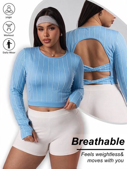 Easithlete Women's Plus Size Striped Casual Versatile Daily Travel Sports T-Shirt