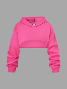 SHEIN Sparklyn 3件組迷彩圖案連帽上衣+細肩帶背心+休閒長褲套裝，適合青少年女孩春季與秋季日常穿著 - 玫紅色 - 查看 4