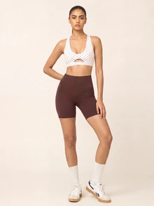 SHEIN BAE Women's Polka Dot Hollow Out Casual Daily Wear Sports Top - White - View 5