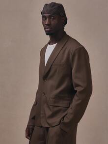Musero Oversized Blazer With Slim Lapel Welt Pocket Co Ord Blazer Only Autum Winter Essentials - Brown - View 3
