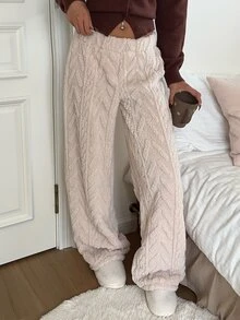 CovetEZ 女款素色休閒百搭日常長褲 - 杏色 - 查看 4