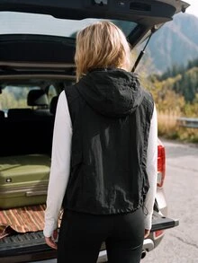 WanderVale Women's Solid Color Casual Versatile Daily Outdoor Vest - Black - View 2