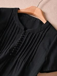 Rusticease 女款純棉基礎冬季服飾 藍色秋季穿搭 優雅長洋裝 休閒洋裝 正式洋裝鄉村風派對洋裝 外出穿搭 生日洋裝 - 黑色 - 查看 5