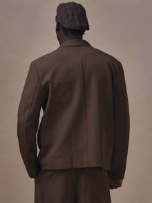 Musero Oversized Blazer With Slim Lapel Welt Pocket Co Ord Blazer Only Autum Winter Essentials - Brown - View 4