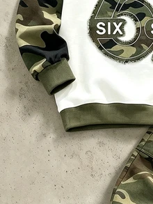 2件組小男孩圓領衛衣上衣與迷彩工裝褲套裝，數位67迷彩印花服飾，長袖街頭風，適合假期派對，舒適休閒，春夏秋季穿著，柔軟易穿，男孩時尚休閒穿搭首選 - 軍綠色 - 查看 8