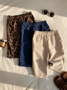 SHEIN 3件組男嬰下身褲 - 棕色 - 查看 2