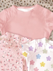 3PCS Tween Girls T-Shirts - Multicolor - View 7