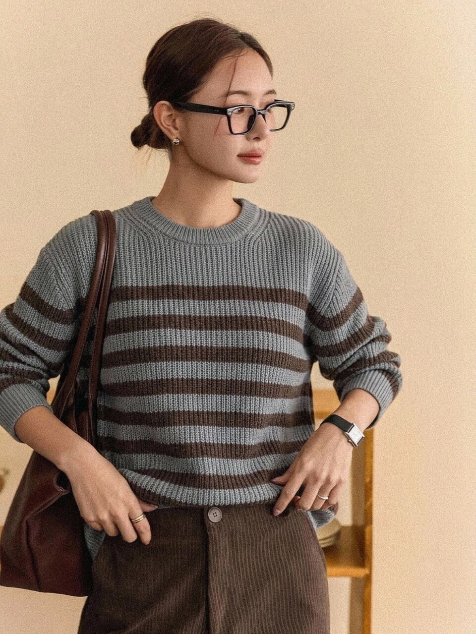 Women's Striped Casual Versatile Daily Long Sleeve Sweater