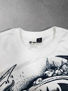BATMAN X SHEIN Manfinity EMRG 男士休閒日常穿著，外出必備，INS風格，年輕街頭風，寬鬆學院風，2合1 T恤 - 彩色 - 查看 6