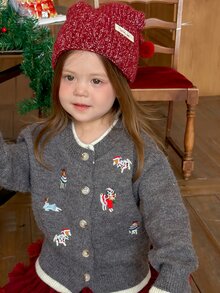 DAZY Christmas Machine Embroidered Cute Comfortable Baby Girl Sweater - Grey - View 7