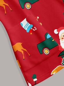 PopScrub Fun Christmas Red Santa Claus Snowman Gingerbread Man Socks Car Women's Scrub Uniform Top - Multicolor - View 4
