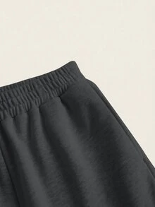 SHEIN PETITE CURVE 2件組大尺碼女款純色抽繩腰休閒日常穿著長褲 - 彩色 - 查看 3