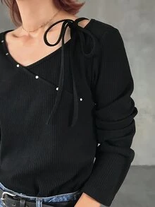 FRIFUL Women's Solid Color Casual Versatile Daily Long Sleeve T-Shirt - Grey - View 7
