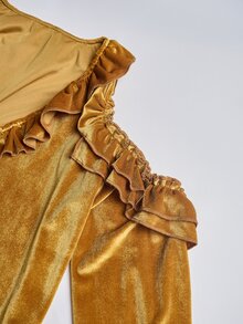 Trelyra 女款純色百褶休閒百搭長袖上衣 - 黃色 - 查看 5