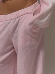 Musera Sport Knitted Ribbed Waist Wide Leg Coord Trouser Cute Girly Autumn Winter Fall Gym Holiday Dainty Ice - Pink - View 5