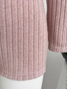 Elamini Spring/Autumn Sweet Cute Sexy Pink Textured Lace Patchwork Deep V-Neck Fitted Jumpsuit - Pink - View 4