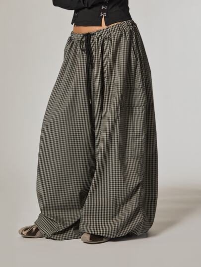 COUREZ Extreme Parachute Cargo Trousers In Check /Y2K Pants For Women Fall Clothes For Women Autumn Outits Women Winter Pants Fall Style