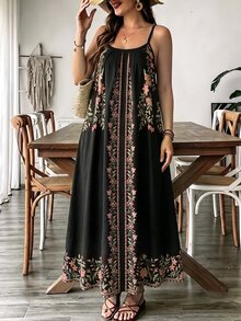 SHEIN VCAY Plus Size Floral Print Cami Dress For Vacation - Multicolor - View 4