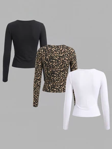 SHEIN EZwear 3PCS Plus Size T-Shirts - Multicolor - View 2