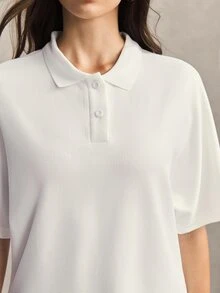 Activina Women's Solid Color Casual Versatile Daily Wear Sports Polo Shirt - White - View 1