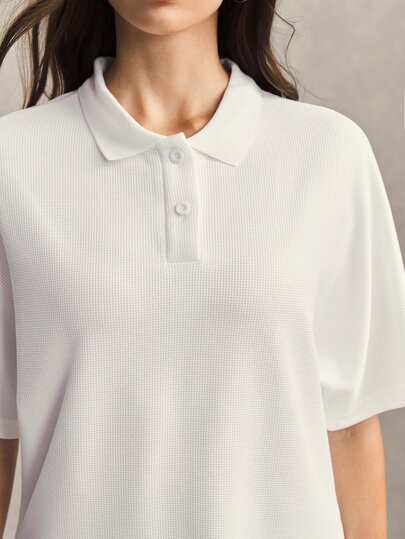 Activina Women's Solid Color Casual Versatile Daily Wear Sports Polo Shirt