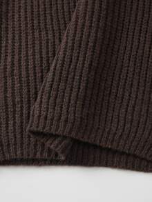 SHEIN Waterfall Collar Drop Shoulder Cardigan - Chocolate Brown - View 7