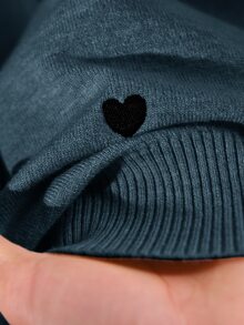 CosyJoli 大尺碼女款素色愛心刺繡基礎開襟衫 秋季商務休閒 情人節約會 辦公室 可愛優雅 校園大學 米色 - 藍色 - 查看 8