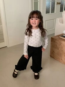DAZY Baby Girl Polka Dot Casual Versatile Daily Outing Long Sleeve Top - Light Grey - View 8