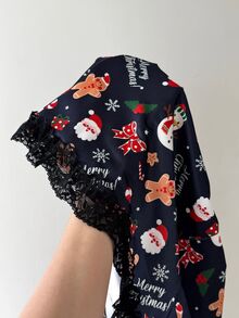 ZzzCrew Knitted All-Over Christmas Element Lace Patchwork Women's Pajama Set - Multicolor - View 7