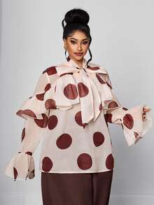 Maweii Plus Size Women Polka Dot Casual Versatile Everyday Outing Shirt - Multicolor - View 5