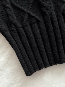 Elamini Sweater Pullover Wanita Model V-Neck untuk Musim Gugur/Dingin, Gaya Santai, Serbaguna untuk Sehari-hari, Cocok untuk Perjalanan, Kencan, dan Berfoto. - Hitam - View 4